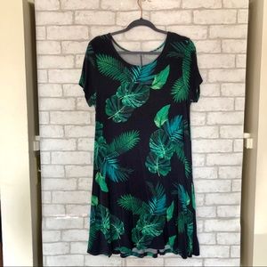 NAVY BLUE TROPICAL T-SHIRT DRESS
